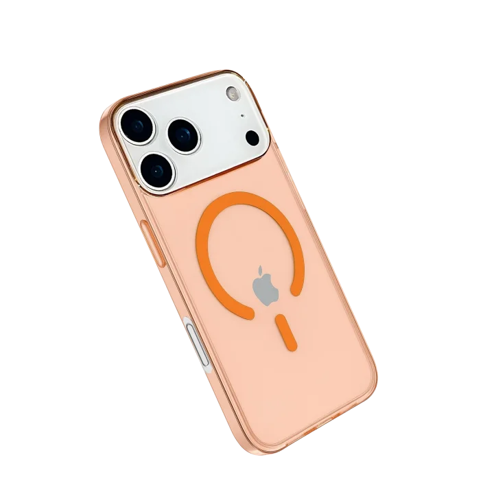 Mey İthalat®  iPhone 17 Pro Kılıf Pc Real Magsafe Kapak - Turuncu