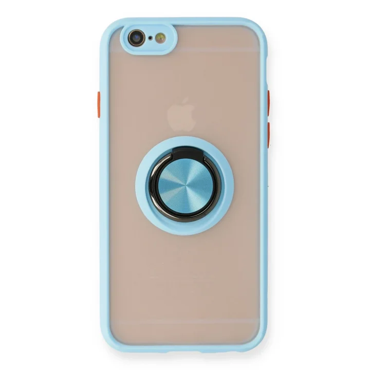 Mey İthalat®  iPhone 6 Kılıf Montreal Yüzüklü Silikon Kapak - Buz Mavi