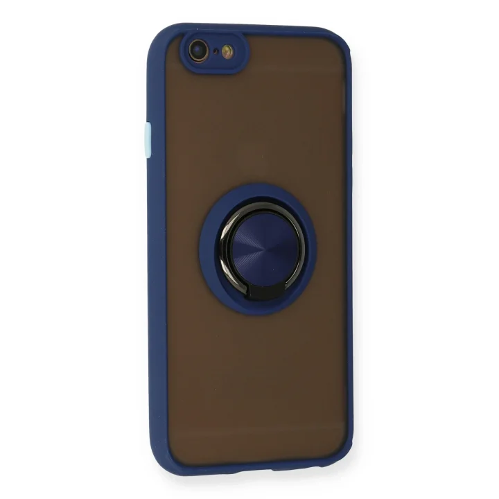 Mey İthalat®  iPhone 6 Kılıf Montreal Yüzüklü Silikon Kapak - Lacivert