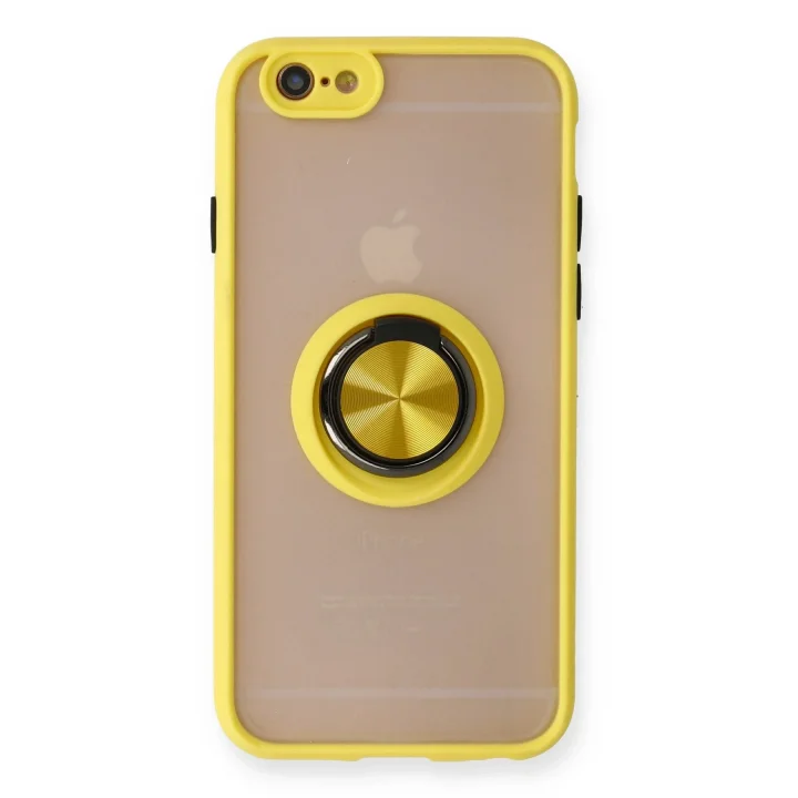 Mey İthalat®  iPhone 6 Kılıf Montreal Yüzüklü Silikon Kapak - Sarı