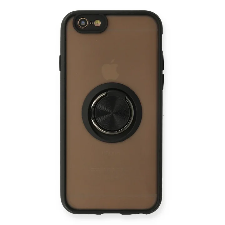 Mey İthalat®  iPhone 6 Kılıf Montreal Yüzüklü Silikon Kapak - Siyah
