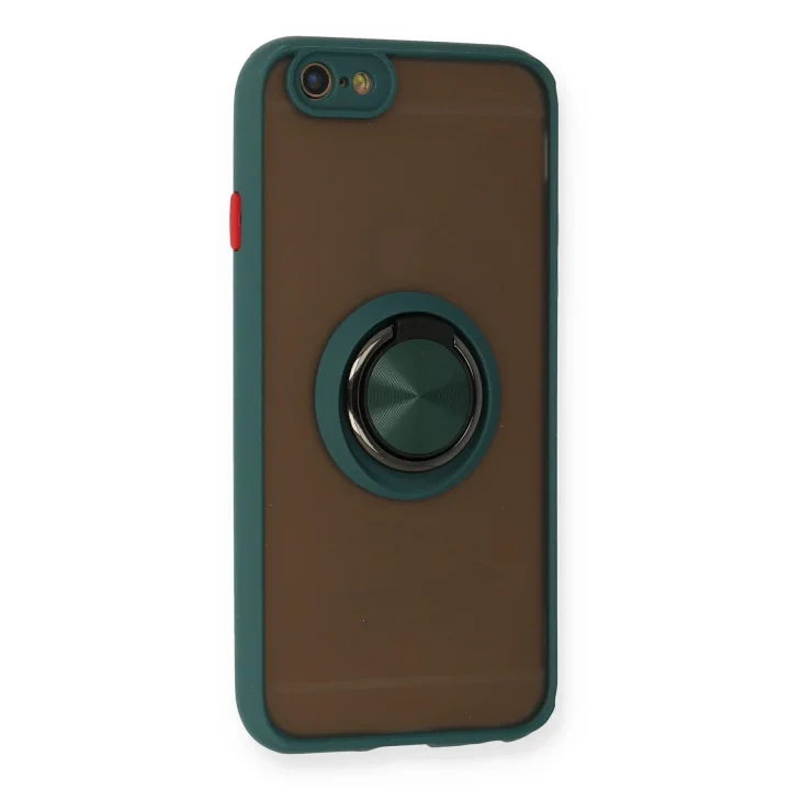 Mey İthalat®  iPhone 6 Kılıf Montreal Yüzüklü Silikon Kapak - Yeşil