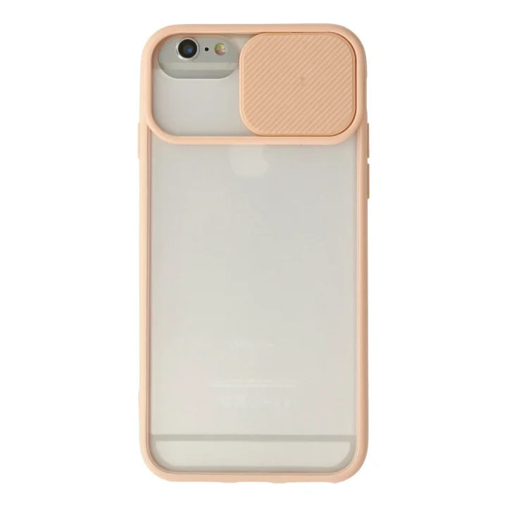 Mey İthalat®  iPhone 6 Kılıf Palm Buzlu Kamera Sürgülü Silikon - Pembe
