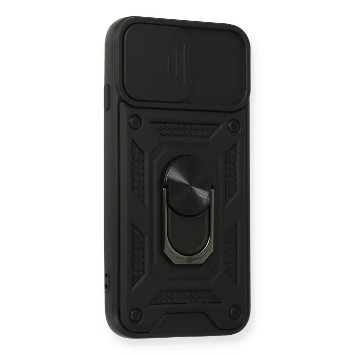 Mey İthalat®  iPhone 6 Kılıf Pars Lens Yüzüklü Silikon - Siyah