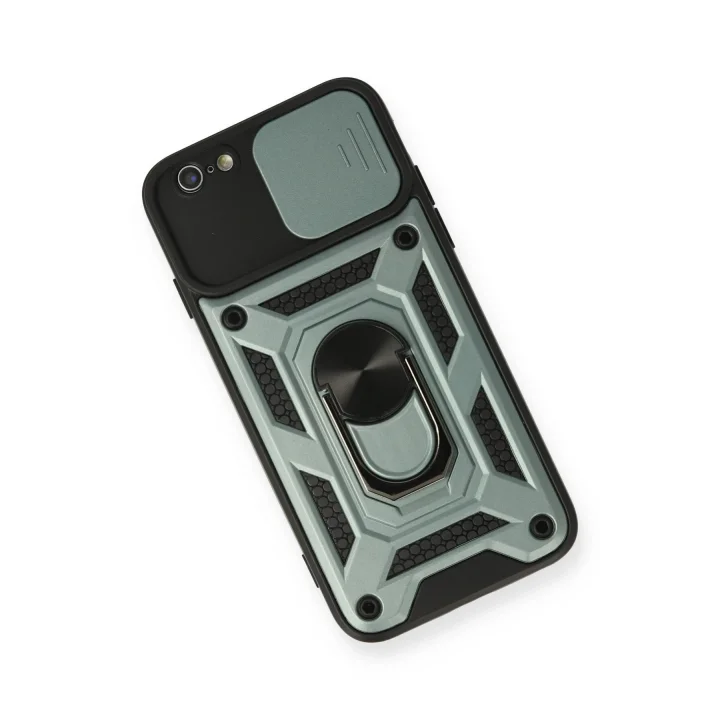 Mey İthalat®  iPhone 6 Kılıf Pars Lens Yüzüklü Silikon - Yeşil