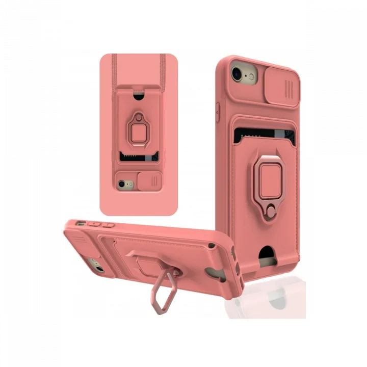 Mey İthalat®   iPhone 6 Kılıf Zuma Kartvizitli Yüzüklü Silikon - Pembe