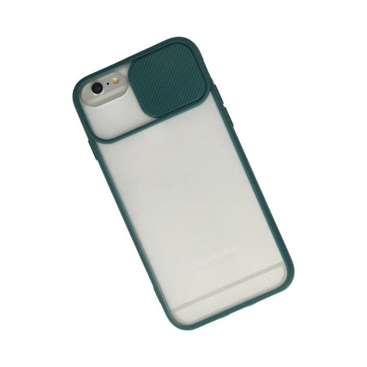 Mey İthalat®  iPhone 6 Plus Kılıf Palm Buzlu Kamera Sürgülü Silikon - Yeşil