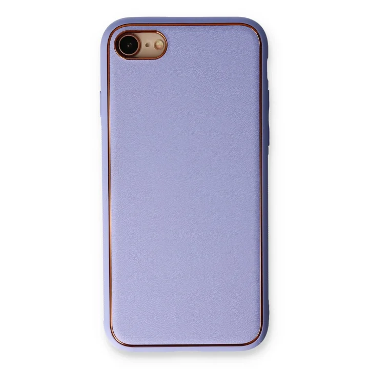 Mey İthalat®  iPhone 7 Kılıf Coco Deri Silikon Kapak - Açık Lila