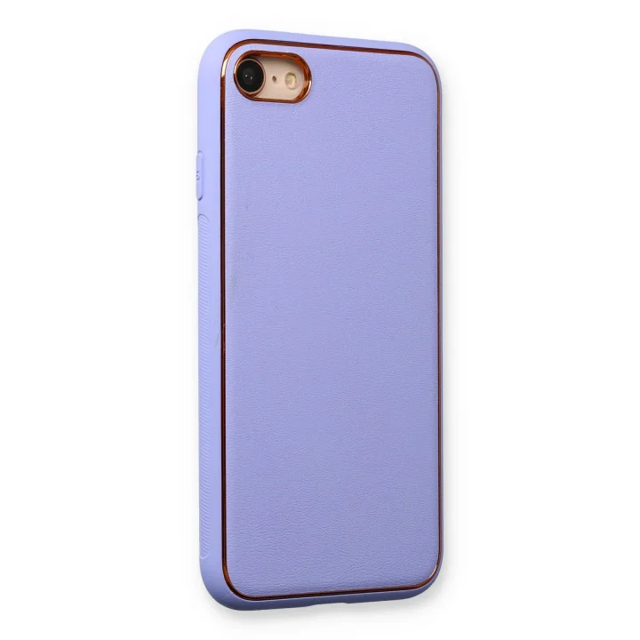 Mey İthalat®  iPhone 7 Kılıf Coco Deri Silikon Kapak - Açık Lila