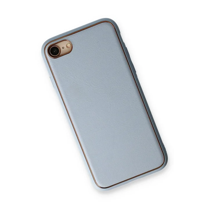 Mey İthalat®  iPhone 7 Kılıf Coco Deri Silikon Kapak - Açık Mavi