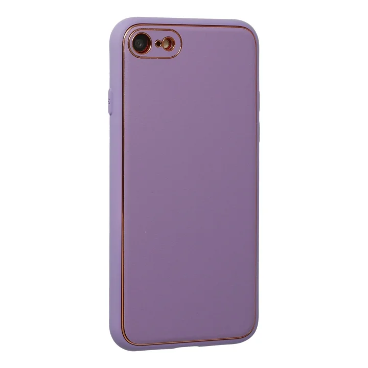 Mey İthalat®   iPhone 7 Kılıf Coco Deri Silikon Kapak - Lila