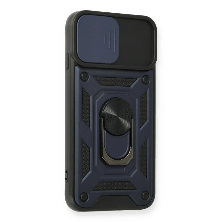 Mey İthalat®  iPhone 7 Kılıf Pars Lens Yüzüklü Silikon - Lacivert