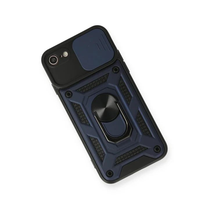 Mey İthalat®  iPhone 7 Kılıf Pars Lens Yüzüklü Silikon - Lacivert