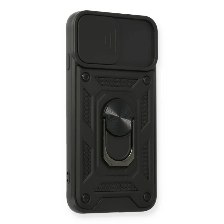 Mey İthalat®  iPhone 7 Kılıf Pars Lens Yüzüklü Silikon - Siyah