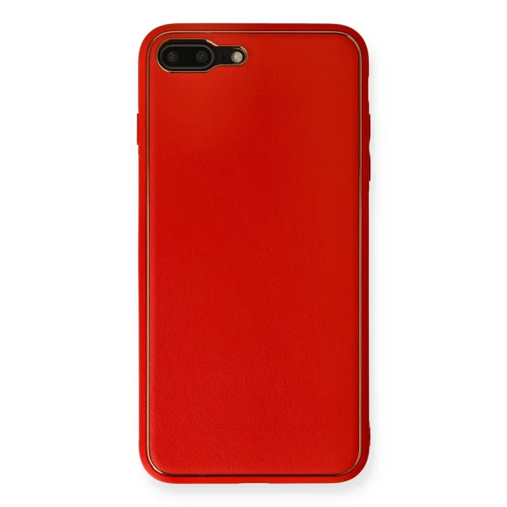 Mey İthalat®   iPhone 7 Plus Kılıf Coco Deri Silikon Kapak - Kırmızı