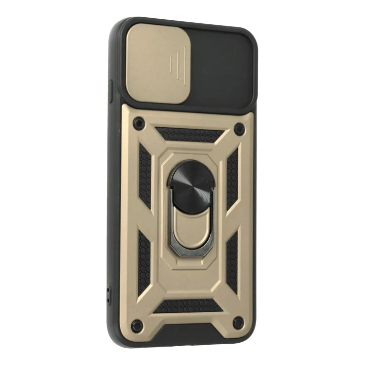 Mey İthalat®  iPhone 7 Plus Kılıf Pars Lens Yüzüklü Silikon - Gold