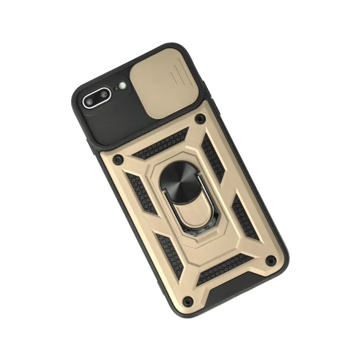 Mey İthalat®  iPhone 7 Plus Kılıf Pars Lens Yüzüklü Silikon - Gold