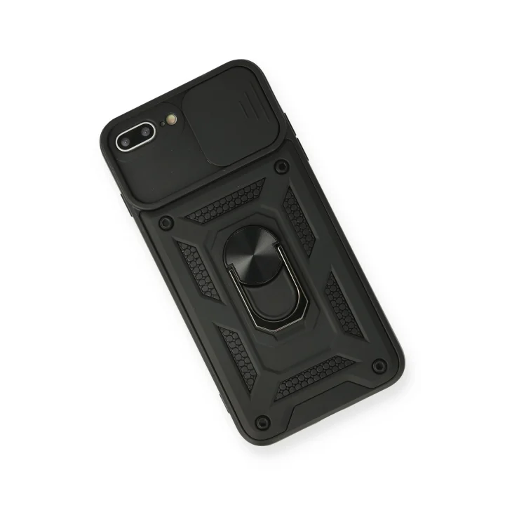 Mey İthalat®  iPhone 7 Plus Kılıf Pars Lens Yüzüklü Silikon - Siyah