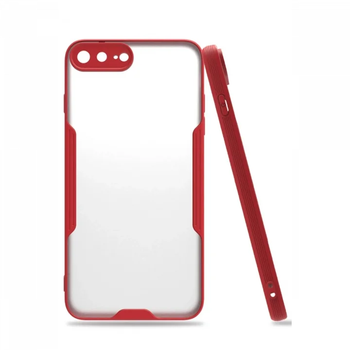 Mey İthalat®   iPhone 7 Plus Kılıf Platin Silikon - Kırmızı