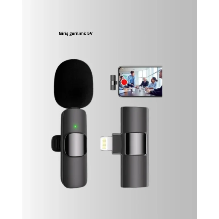 Mey İthalat® iPhone Uyumlu Çift Mikrofonlu Kablosuz Yaka Seti Profesyonel Ses