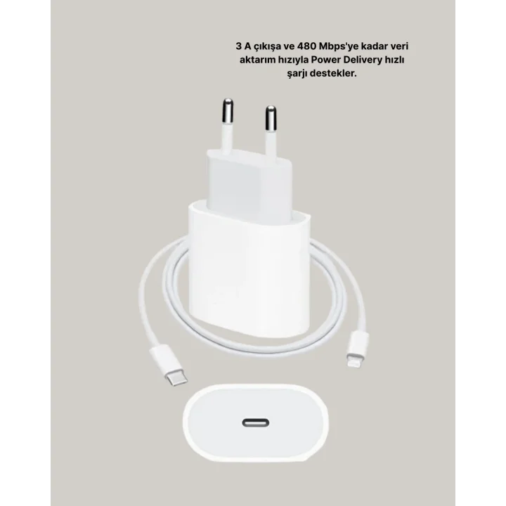 Mey İthalat® iPhone ve iPad Uyumlu 20W Güvenli USB-C Hızlı Şarj Adaptörü