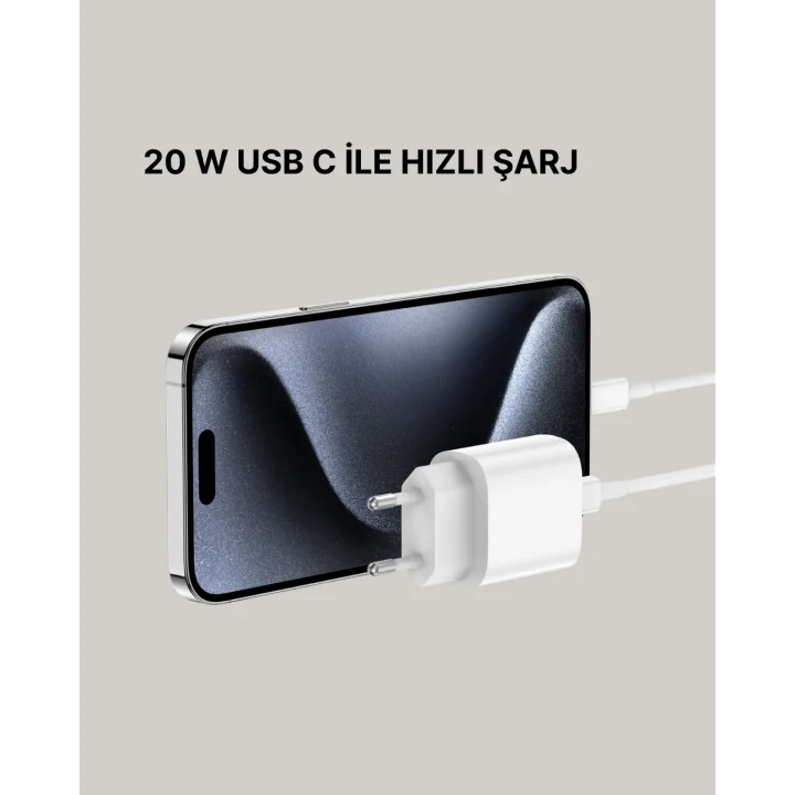 Mey İthalat® iPhone ve iPad Uyumlu 20W Güvenli USB-C Hızlı Şarj Adaptörü