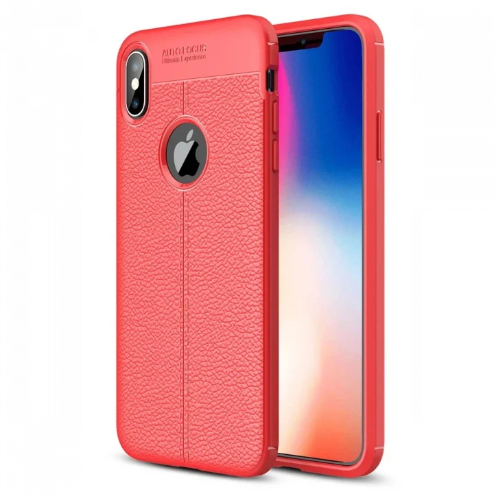 Mey İthalat®   iPhone X Kılıf Auto Focus Kapak - Kırmızı