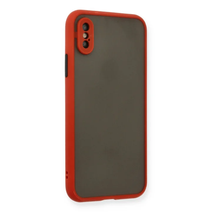 Mey İthalat®   iPhone X Kılıf Montreal Silikon Kapak - Kırmızı