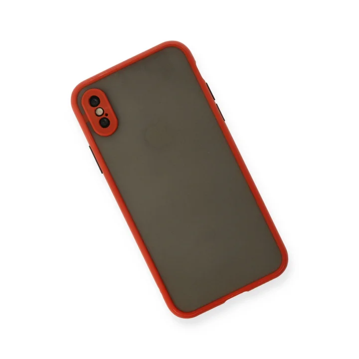 Mey İthalat®   iPhone X Kılıf Montreal Silikon Kapak - Kırmızı