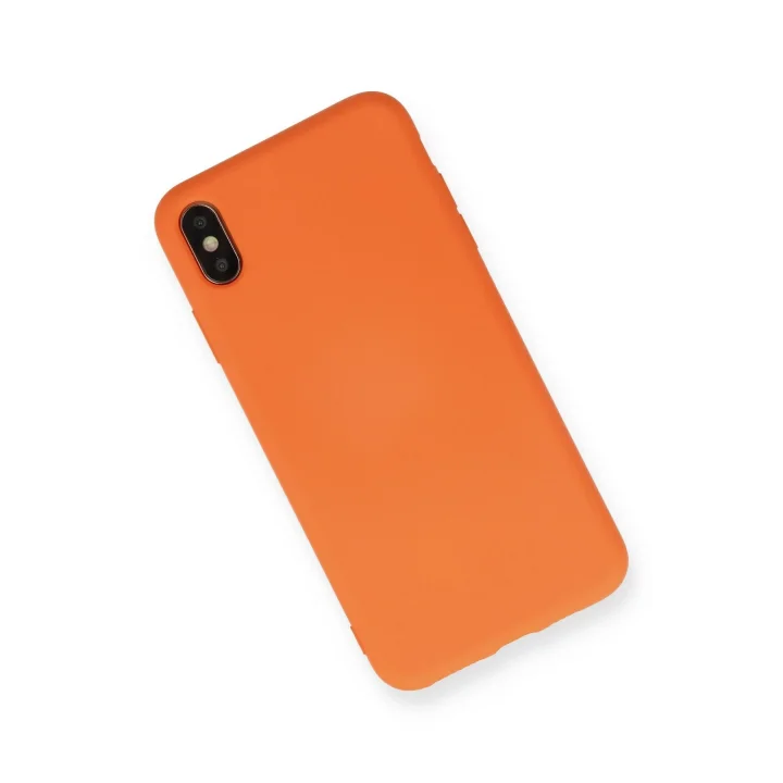 Mey İthalat®  iPhone X Kılıf Nano içi Kadife Silikon - Turuncu