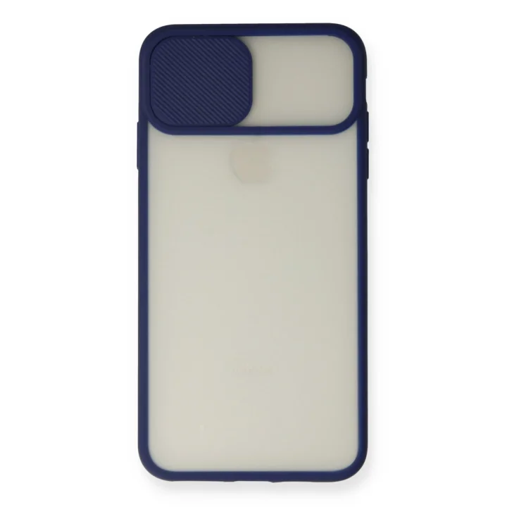Mey İthalat®   iPhone X Kılıf Palm Buzlu Kamera Sürgülü Silikon - Lacivert
