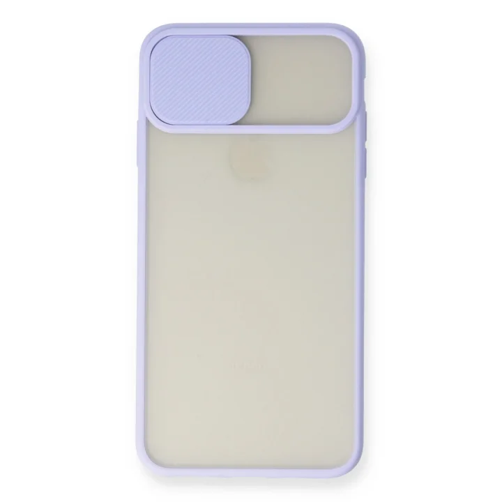Mey İthalat®   iPhone X Kılıf Palm Buzlu Kamera Sürgülü Silikon - Lila