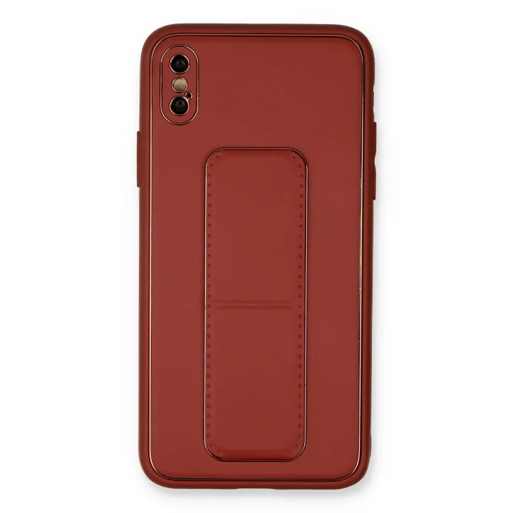 Mey İthalat®   iPhone XS Max Kılıf Coco Deri Standlı Kapak - Fuşya