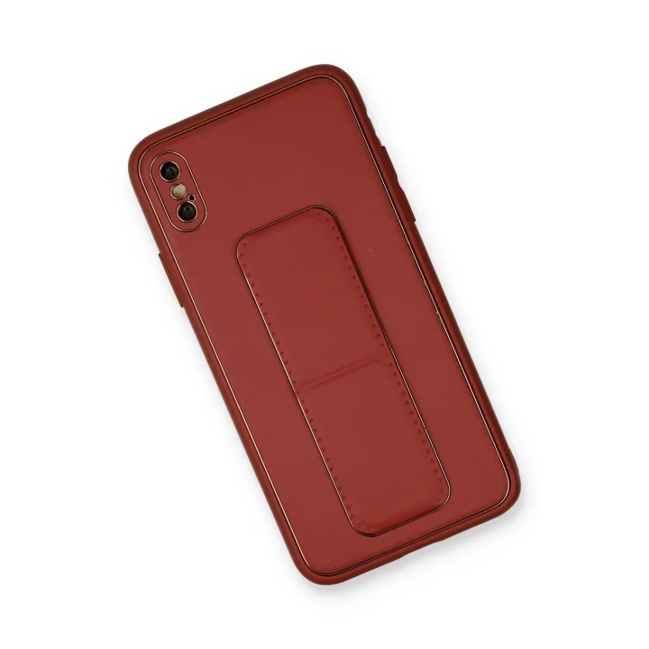 Mey İthalat®   iPhone XS Max Kılıf Coco Deri Standlı Kapak - Fuşya