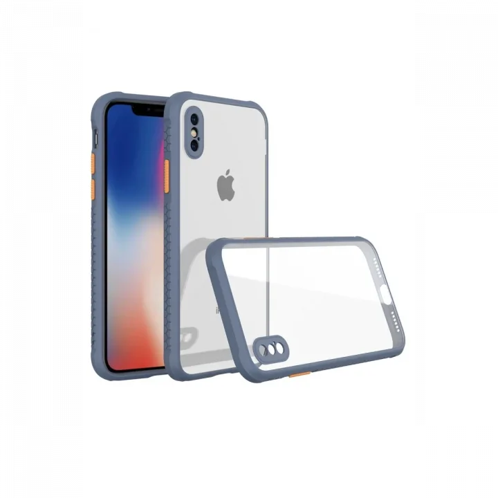 Mey İthalat®  iPhone XS Max Kılıf Miami Şeffaf Silikon - Gri