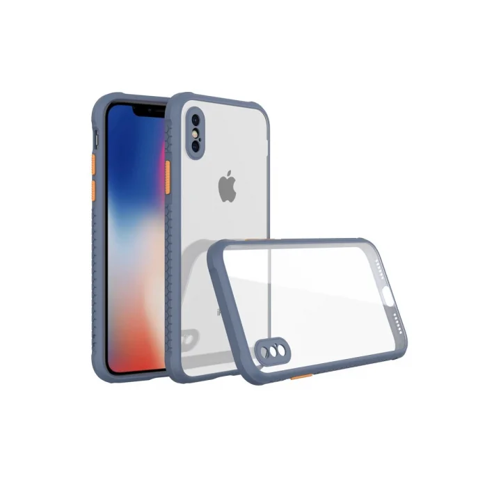 Mey İthalat®  iPhone XS Max Kılıf Miami Şeffaf Silikon - Gri