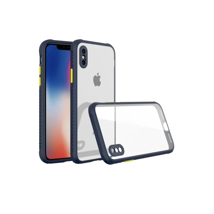 Mey İthalat®  iPhone XS Max Kılıf Miami Şeffaf Silikon - Lacivert