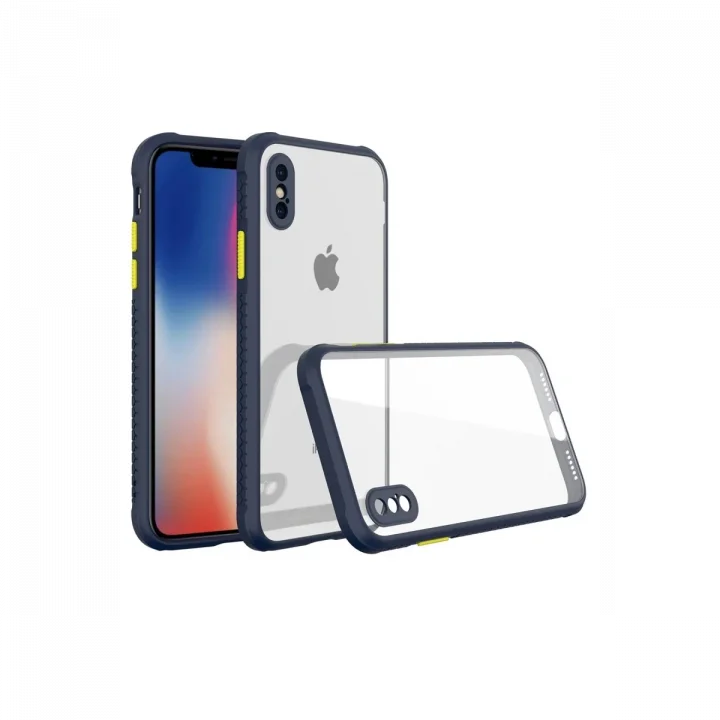 Mey İthalat®  iPhone XS Max Kılıf Miami Şeffaf Silikon - Lacivert