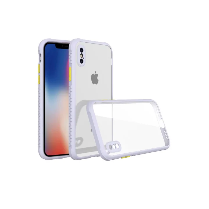 Mey İthalat®  iPhone XS Max Kılıf Miami Şeffaf Silikon - Lila
