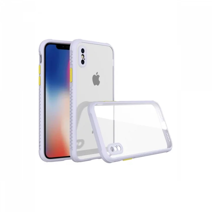 Mey İthalat®  iPhone XS Max Kılıf Miami Şeffaf Silikon - Lila