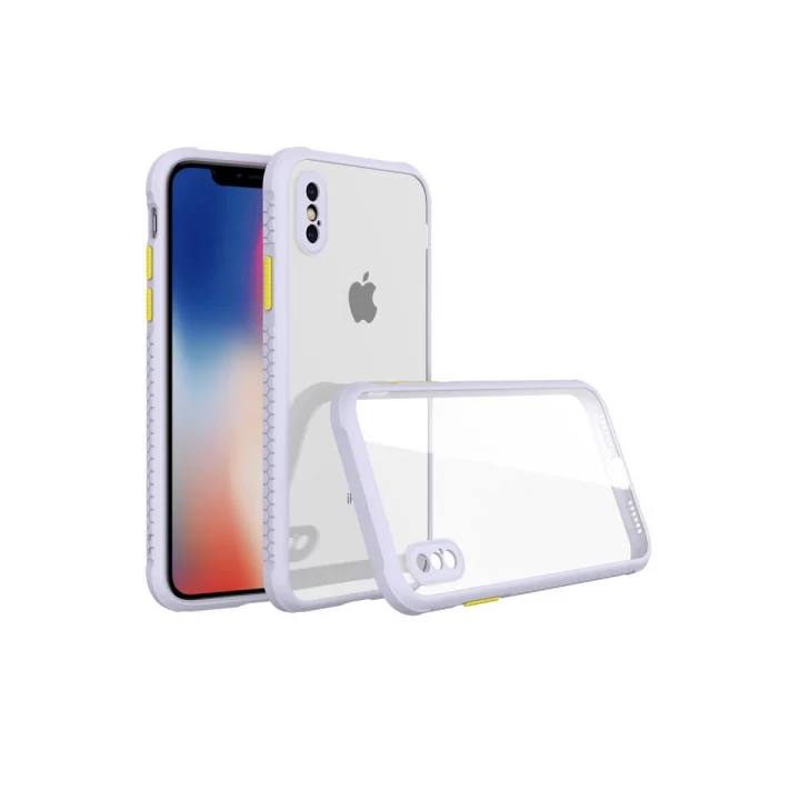 Mey İthalat®  iPhone XS Max Kılıf Miami Şeffaf Silikon - Lila