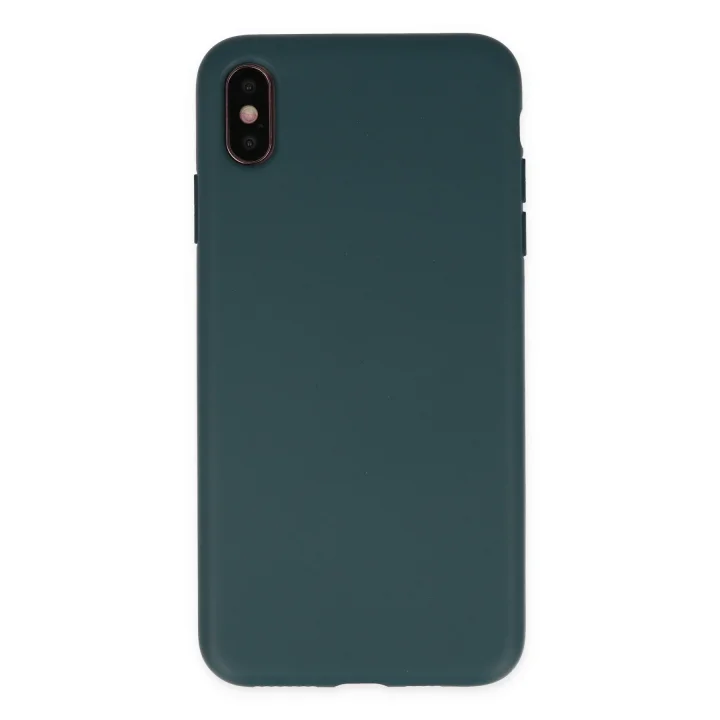 Mey İthalat®  iPhone XS Max Kılıf Nano içi Kadife Silikon - Koyu Yeşil