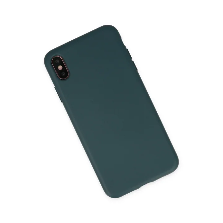 Mey İthalat®  iPhone XS Max Kılıf Nano içi Kadife Silikon - Koyu Yeşil