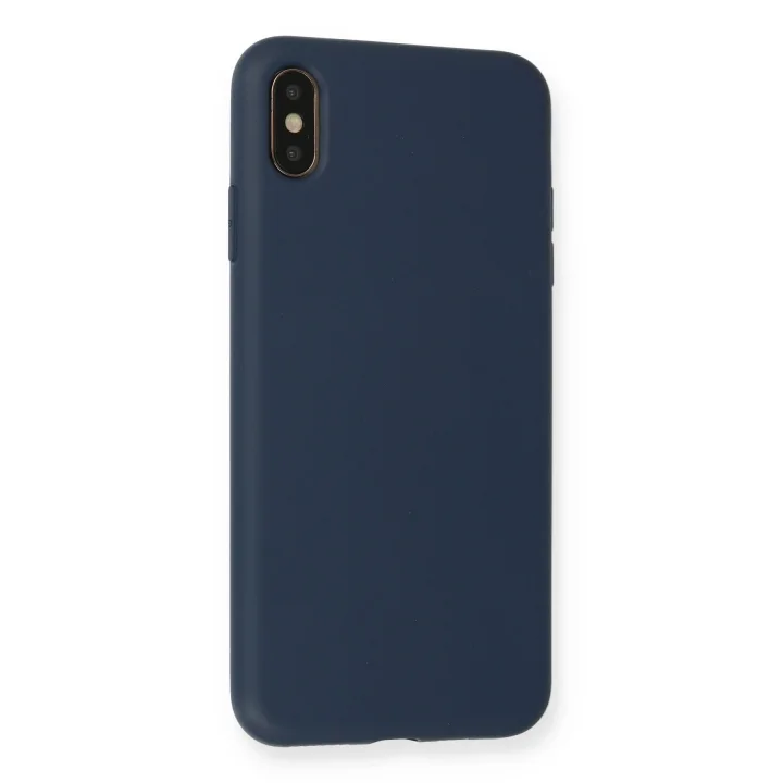 Mey İthalat®   iPhone XS Max Kılıf Nano içi Kadife Silikon - Lacivert