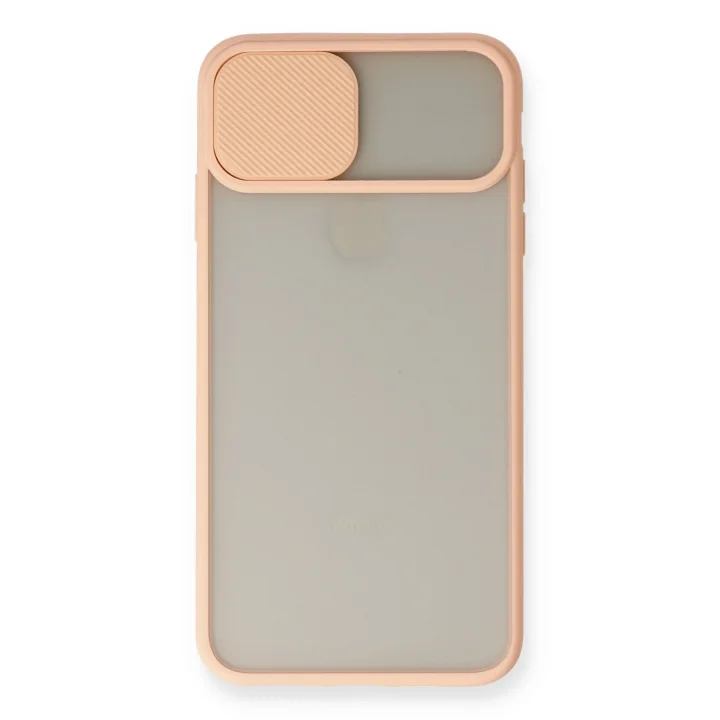 Mey İthalat®  iPhone XS Max Kılıf Palm Buzlu Kamera Sürgülü Silikon - Pembe
