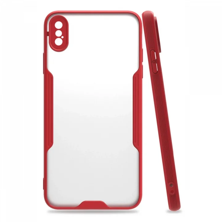 Mey İthalat®   iPhone XS Max Kılıf Platin Silikon - Kırmızı