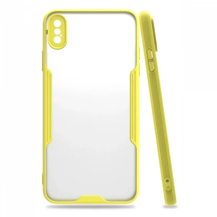Mey İthalat®   iPhone XS Max Kılıf Platin Silikon - Sarı