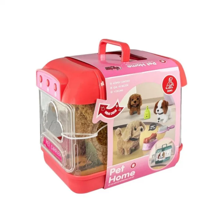 Mey İthalat®  JND-6806 Hareketli Köpek ve Işıklı Sesli Şeffaf Kafes Seti -Vardem Oyuncak