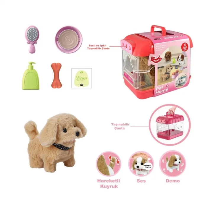 Mey İthalat®  JND-6806 Hareketli Köpek ve Işıklı Sesli Şeffaf Kafes Seti -Vardem Oyuncak