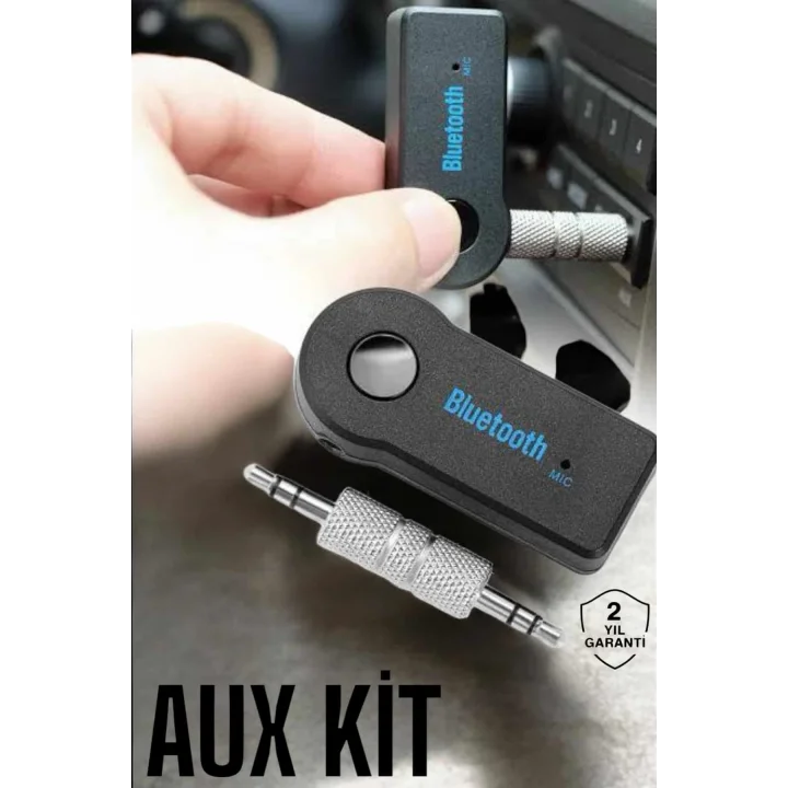 Mey İthalat® Kablosuz Bluetooth Aux Araç Kiti Siyah Hafıza Kartlı